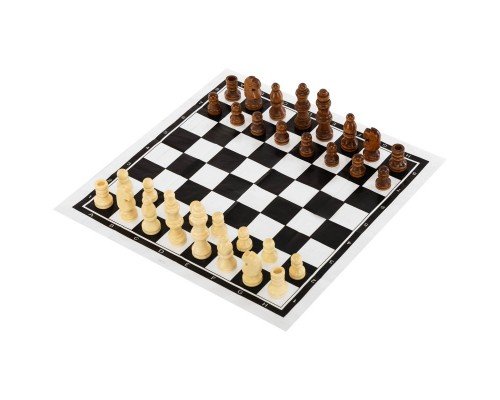 Шахматы настольная игра деревянные с виниловым игровым полем SP-Sport 18P (дерево, h-пешки-1,9 см, короля-4,6 см)