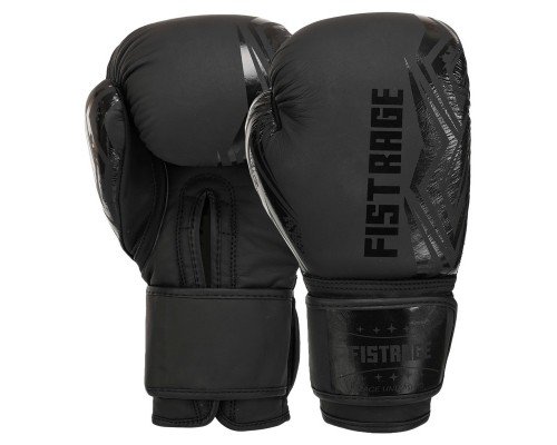 Перчатки боксерские на липучке кожаные FISTRAGE VL-7891 (размер 10-14oz, черный)