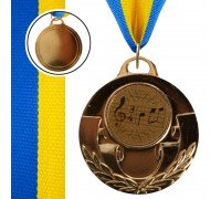 Медаль спортивная с лентой тематическая  SP-Sport AIM Музыка ø5см C-4846-0067 (металл, 25g, 1-золото, 2-серебро, 3-бронза)